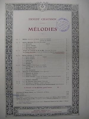 Seller image for CHAUSSON Ernest Le Temps des Lilas Chant Piano 1950 for sale by partitions-anciennes