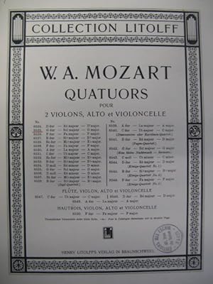 Bild des Verkufers fr MOZART W. A. Petit Quatuor No 2 Violon Alto Violoncelle zum Verkauf von partitions-anciennes