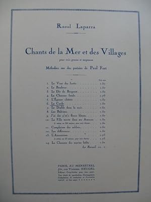 Imagen del vendedor de LAPARRA Raoul La Corde Chant Piano 1926 a la venta por partitions-anciennes