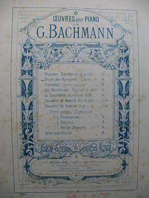 Bild des Verkufers fr BACHMANN Georges Chant des Nymphes Piano XIXe sicle zum Verkauf von partitions-anciennes