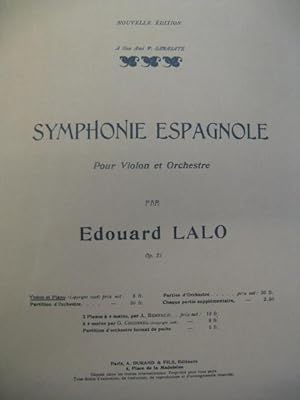 LALO Edouard Symphonie Espagnole op21 Violon Piano