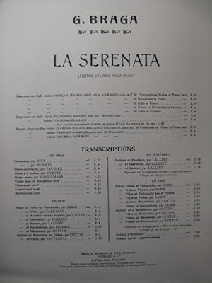 BRAGA G. La Serenata Piano Violon ou Violoncelle