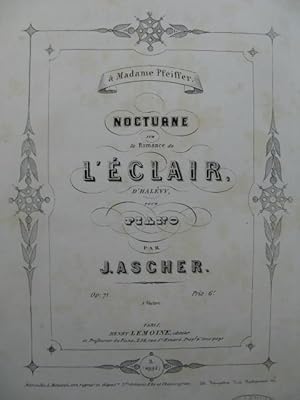 Seller image for ASCHER. J. Nocturne sur l'Eclair d'Halvy Piano for sale by partitions-anciennes