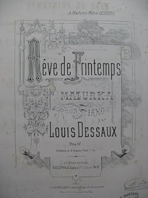 Seller image for DESSAUX Louis Rve de Printemps Piano 4 mains 1874 for sale by partitions-anciennes