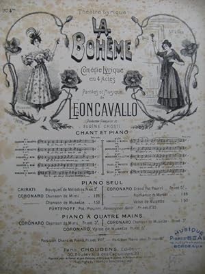 Seller image for LEONCAVALLO R. La Bohme 4 bis Chant Piano 1897 for sale by partitions-anciennes