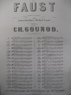 GOUNOD Charles Faust No 4 Couplets Chant Piano 1860