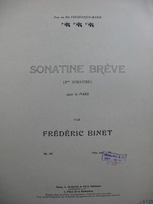 Seller image for BINET Frdric Sonatine Brve Piano for sale by partitions-anciennes