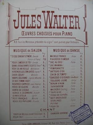 Bild des Verkufers fr WALTER Jules Quand l'Oiseau Chante Piano zum Verkauf von partitions-anciennes