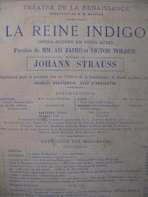 STRAUSS Johann La Reine Indigo Opera Chant Piano 1875