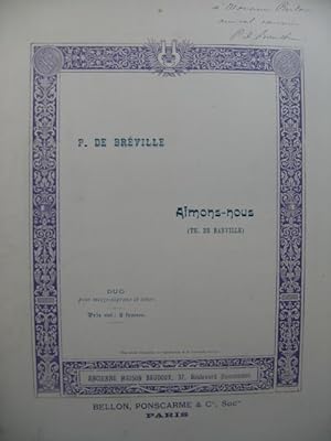 DE BREVILLE Pierre Aimons-nous Dédicace Chant Piano