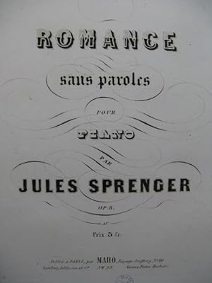 SPRENGER Jules Romance sans Paroles Piano 1852