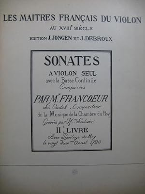 FRANCOEUR François Sonate Sol min Violon Piano 1905?