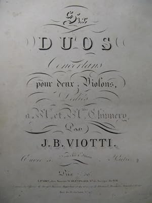 VIOTTI J. B. 3 Duos op.5 pour 2 Violons 1830?