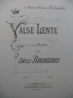 BOURGEOIS Emile Valse Lente Piano XIXe siècle