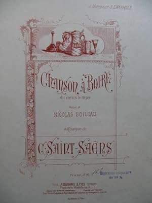 Seller image for SAINT-SANS Camille Chanson  Boire Chant Piano for sale by partitions-anciennes