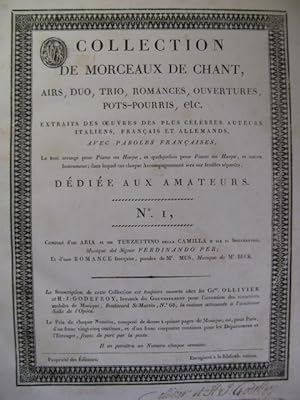 Collection de Morceaux de Chant n° 1 Chant Harpe ou Piano ca1805