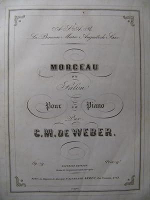 WEBER Morceau de Concert op 79 Piano ca1850