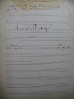 BLANCHON Joseph Salut, Printemps Manuscrit Chant Piano 1905