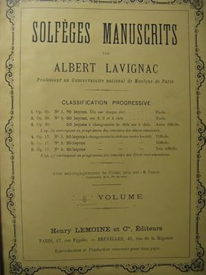 LAVIGNAC Albert Solfège Manuscrit No 6 ?