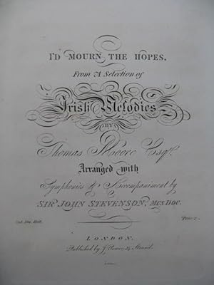 Image du vendeur pour STEVENSON John I'd Mourn the Hopes Irish Melodies Chant Piano XIXe mis en vente par partitions-anciennes