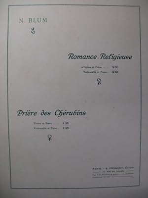 BLUM N. Romance Religieuse Violon Piano ca1892