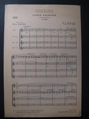 Seller image for MOZART W. A. Canon Alleluia Chant for sale by partitions-anciennes