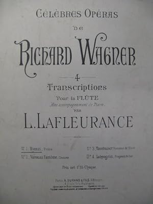 WAGNER Richard Rienzi Flute Piano 1872
