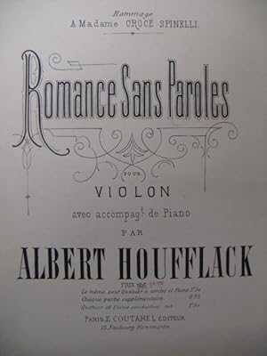 HOUFFLACK Albert Romance sans Paroles Violon Piano XIXe