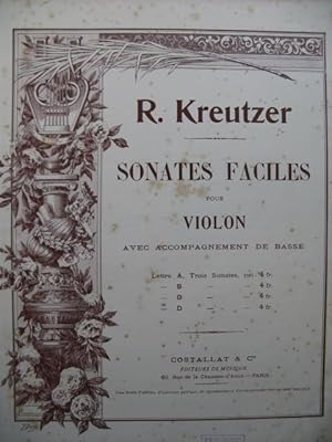 Seller image for KREUTZER R. Sonates Faciles Lettre B Violon Basse for sale by partitions-anciennes
