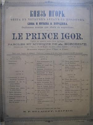 BORODINE Alexandre Le Prince Igor Opera Chant Piano 1889