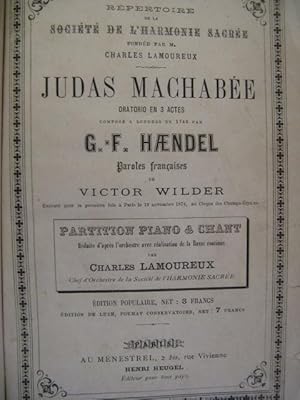 HAENDEL G. F. Judas Machabée Chant Piano XIXe