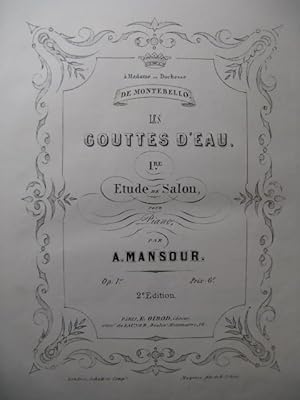 Imagen del vendedor de MANSOUR A. Les Gouttes d'Eau Piano ca1857 a la venta por partitions-anciennes