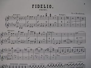 BEETHOVEN Fidélio Ouverture Piano 4 mains 1875