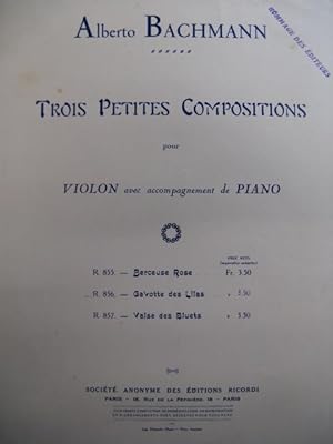 Immagine del venditore per BACHMANN Alberto Gavotte des Lilas Violon Piano 1923 venduto da partitions-anciennes