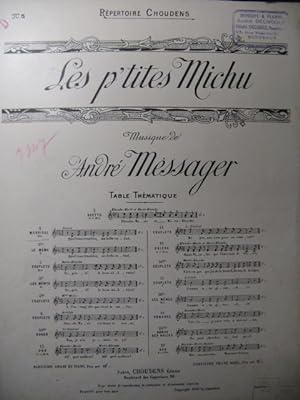 Seller image for MESSAGER Andr Les P'tits Michu No 3 Chant Piano 1897 for sale by partitions-anciennes