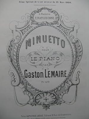Imagen del vendedor de LEMAIRE Gaston Minuetto piano a la venta por partitions-anciennes