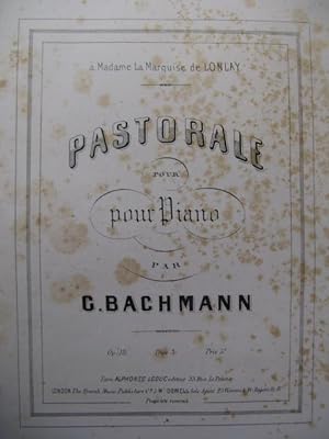 Bild des Verkufers fr BACHMANN Georges Pastorale Piano 1869 zum Verkauf von partitions-anciennes