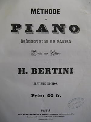 BERTINI Henri Méthode de Piano 1850