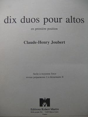JOUBERT Claude-Henry 10 Duos pour Altos