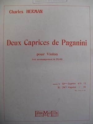 Immagine del venditore per HERMAN Charles 2 Caprices de Paganini Violon Piano venduto da partitions-anciennes