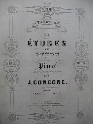 CONCONE Joseph 15 Etudes de Style op 31 Piano ca1850