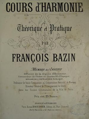 BAZIN François Cours d'Harmonie 1857