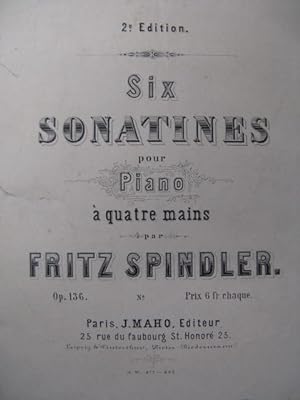 Seller image for SPINDLER Fritz Sonatine No 6 Piano 4 mains 1863?? for sale by partitions-anciennes