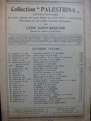 Image du vendeur pour Collection Palestrina Oeuvres Religieuses des Grands Matres Chant seul 1913 mis en vente par partitions-anciennes