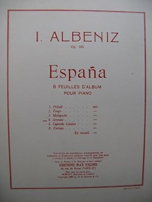 ALBENIZ Isaac Serenata No 4 Piano 1946