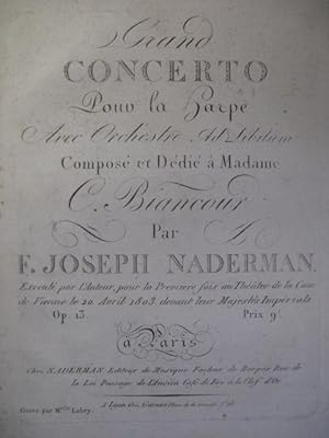 NADERMAN Joseph Grand Concerto Violon Alto Basse 1803