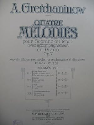 Bild des Verkufers fr GRETCHANINOFF Alexandre Berceuse Chant Piano 1912 zum Verkauf von partitions-anciennes