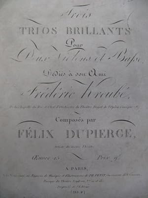 DUPIERGE Félix 3 Trios Violons Basse ca1820