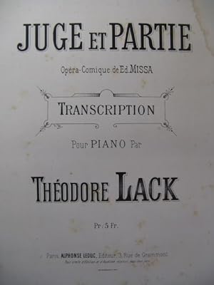 Imagen del vendedor de LACK Thodore Juge et Partie Ed. Missa Piano 1887 a la venta por partitions-anciennes