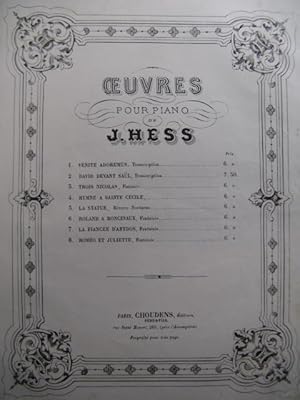 Seller image for HESS J. Ch. Hymne  Ste Ccile Piano ca1860 for sale by partitions-anciennes